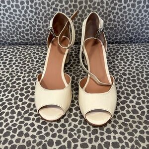Rachel Comey bodie block heel sandal in patent leather cream 8.5